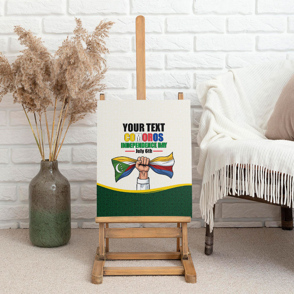 Personalized Comoros Independence Day Canvas Wall Art July 6th National Pride Flag Graphic With Heritage Emblem