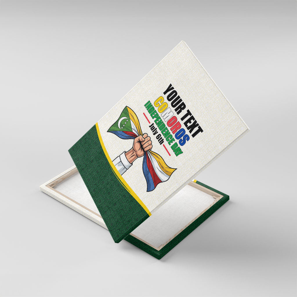 Personalized Comoros Independence Day Canvas Wall Art July 6th National Pride Flag Graphic With Heritage Emblem