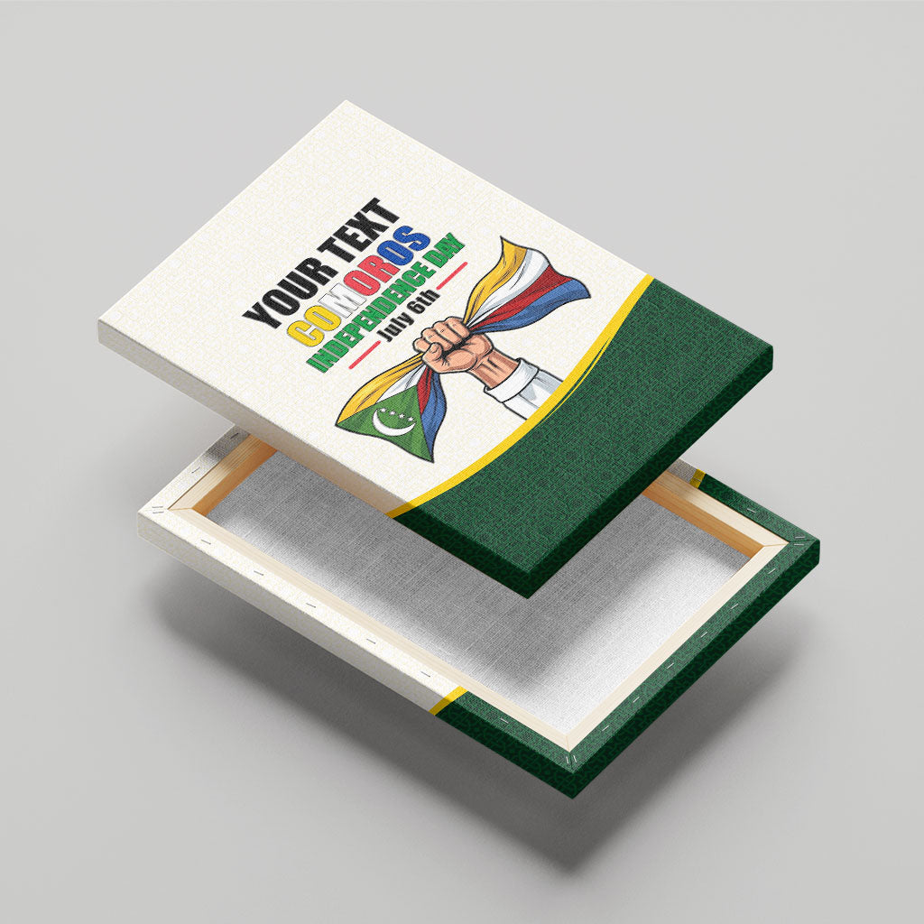 Personalized Comoros Independence Day Canvas Wall Art July 6th National Pride Flag Graphic With Heritage Emblem