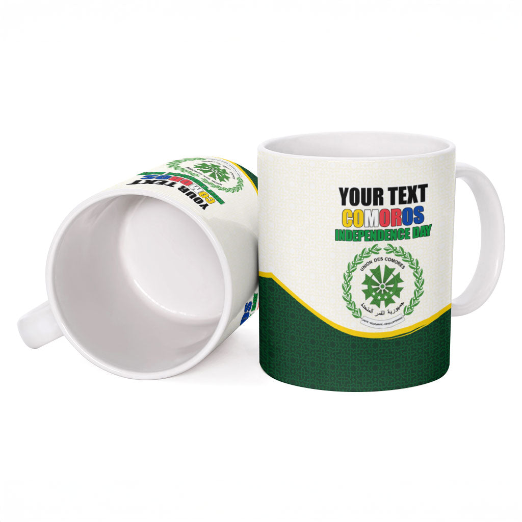 Personalized Comoros Independence Day Ceramic Mug July 6th National Pride Flag Graphic With Heritage Emblem