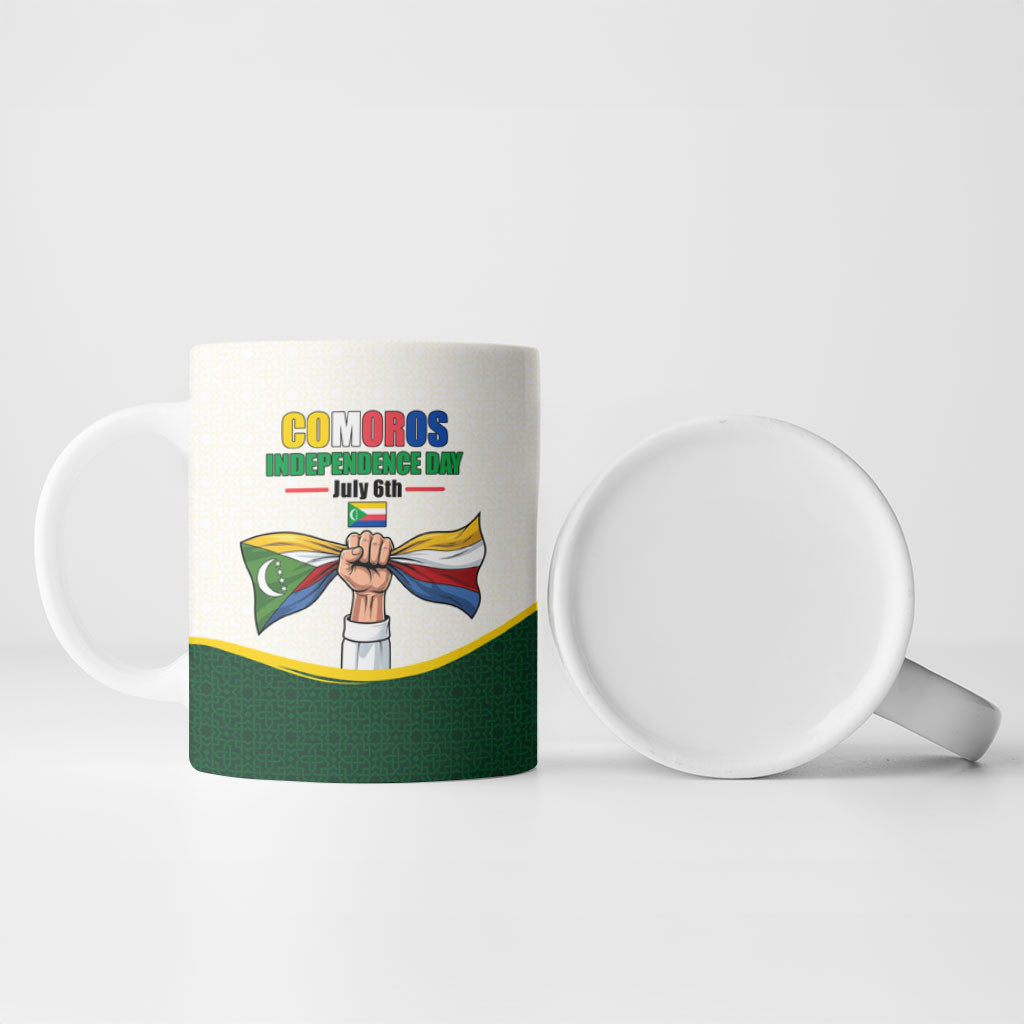 Personalized Comoros Independence Day Ceramic Mug July 6th National Pride Flag Graphic With Heritage Emblem