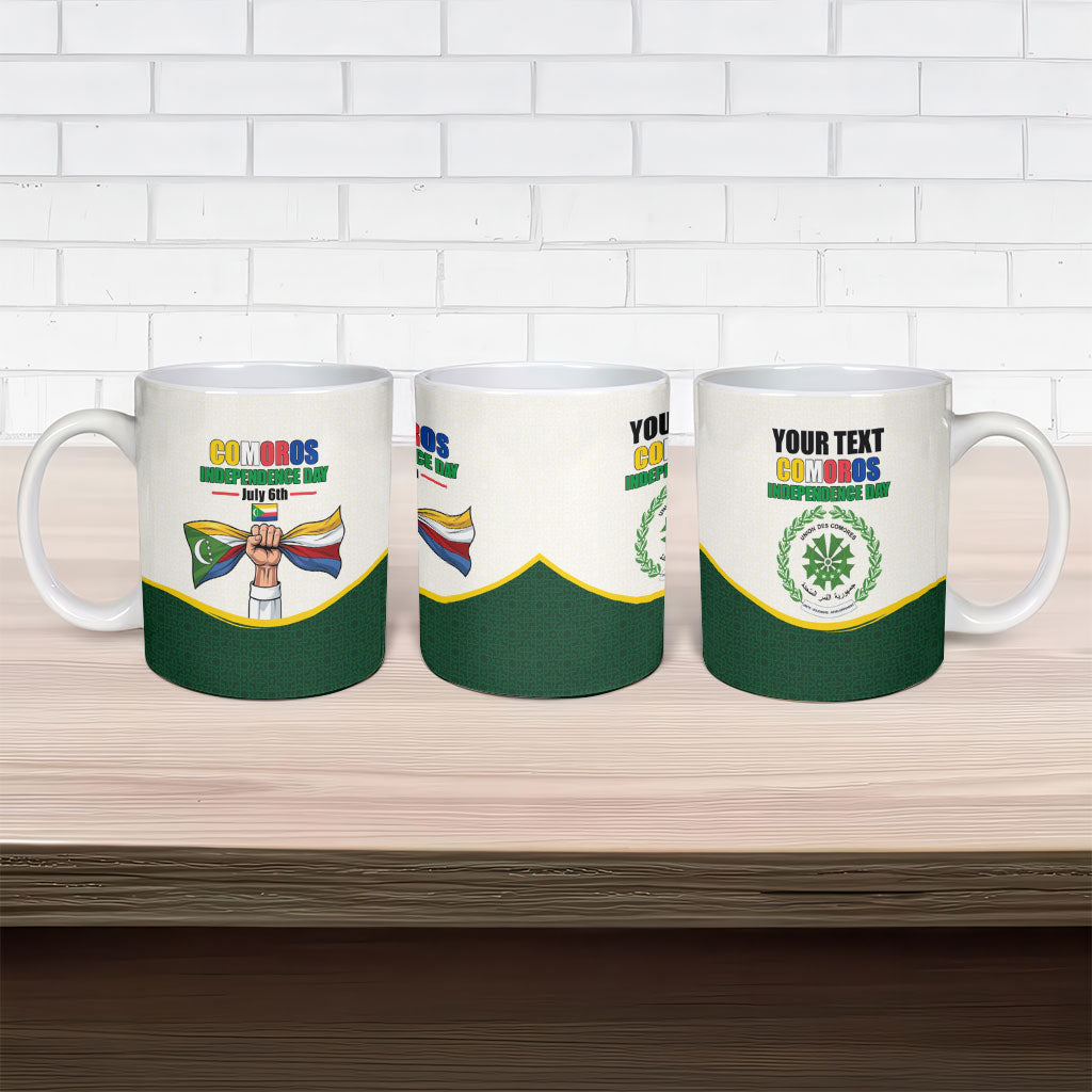Personalized Comoros Independence Day Ceramic Mug July 6th National Pride Flag Graphic With Heritage Emblem