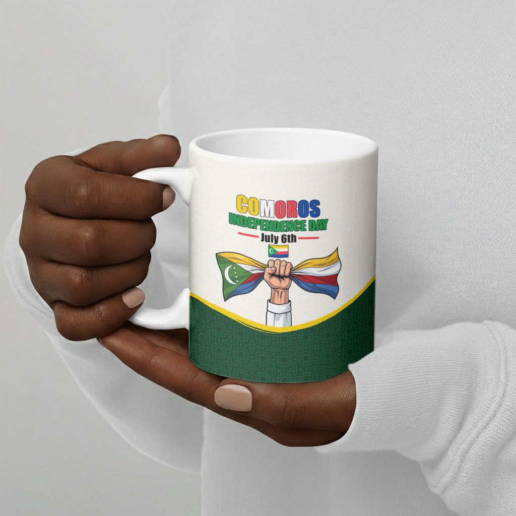 Personalized Comoros Independence Day Ceramic Mug July 6th National Pride Flag Graphic With Heritage Emblem