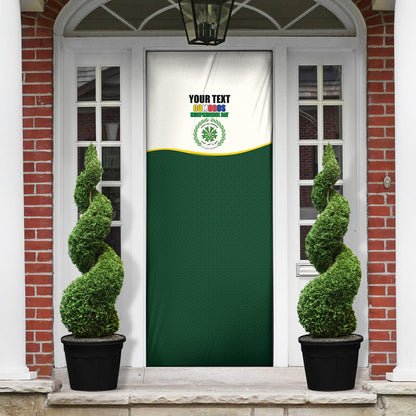 Personalized Comoros Independence Day Door Cover July 6th National Pride Flag Graphic With Heritage Emblem
