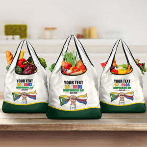 Personalized Comoros Independence Day Grocery Bag July 6th National Pride Flag Graphic With Heritage Emblem