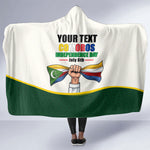 Personalized Comoros Independence Day Hooded Blanket July 6th National Pride Flag Graphic With Heritage Emblem