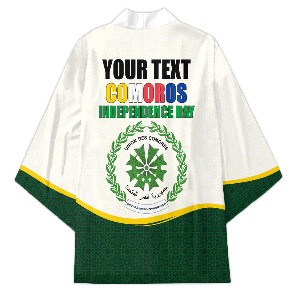 Personalized Comoros Independence Day Kimono July 6th National Pride Flag Graphic With Heritage Emblem