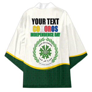 Personalized Comoros Independence Day Kimono July 6th National Pride Flag Graphic With Heritage Emblem