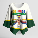 Personalized Comoros Independence Day Kimono Sleeve Blouse July 6th National Pride Flag Graphic With Heritage Emblem
