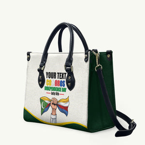 Personalized Comoros Independence Day Leather Bag July 6th National Pride Flag Graphic With Heritage Emblem