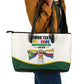 Personalized Comoros Independence Day Leather Tote Bag July 6th National Pride Flag Graphic With Heritage Emblem