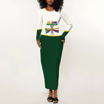 Personalized Comoros Independence Day Long Sleeve Bodycon Dress July 6th National Pride Flag Graphic With Heritage Emblem