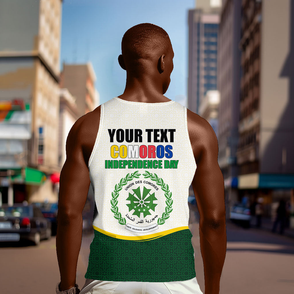 Personalized Comoros Independence Day Men Tank Top July 6th National Pride Flag Graphic With Heritage Emblem