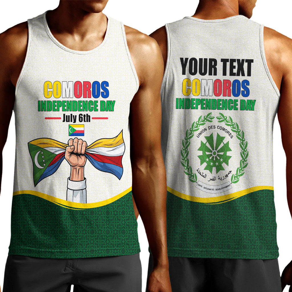 Personalized Comoros Independence Day Men Tank Top July 6th National Pride Flag Graphic With Heritage Emblem