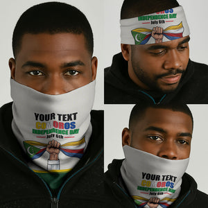 Personalized Comoros Independence Day Neck Gaiter July 6th National Pride Flag Graphic With Heritage Emblem