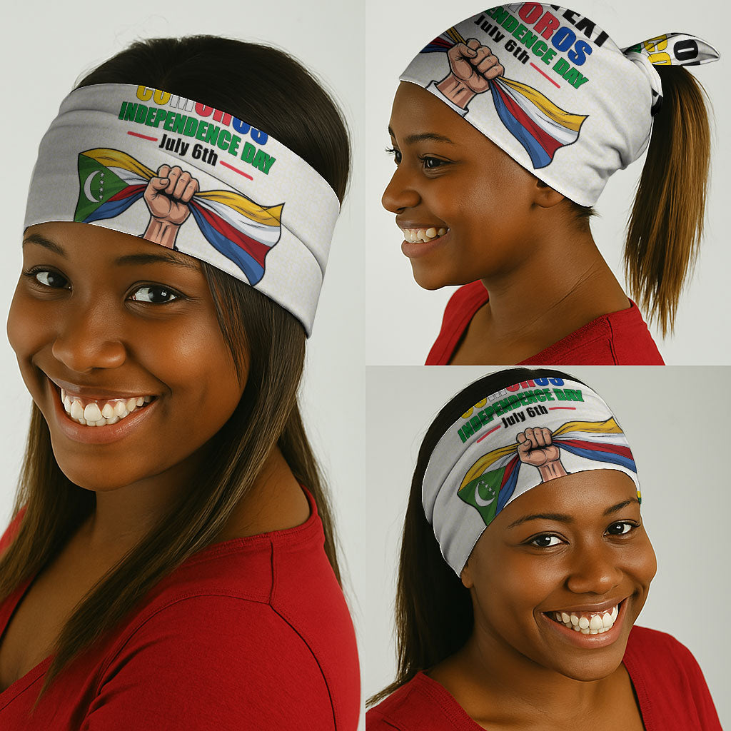 Personalized Comoros Independence Day Neck Gaiter July 6th National Pride Flag Graphic With Heritage Emblem