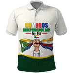Personalized Comoros Independence Day Polo Shirt July 6th National Pride Flag Graphic With Heritage Emblem