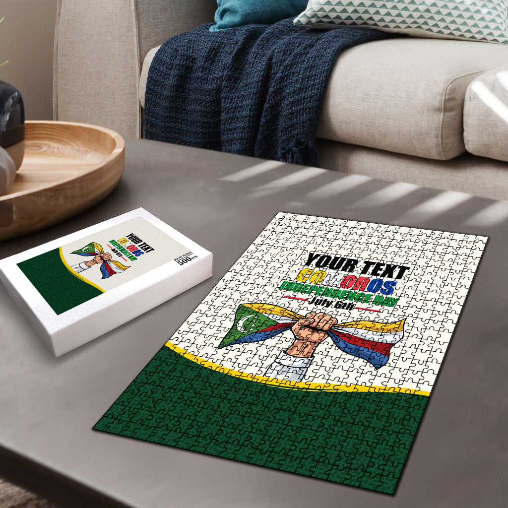 Personalized Comoros Independence Day Puzzle July 6th National Pride Flag Graphic With Heritage Emblem