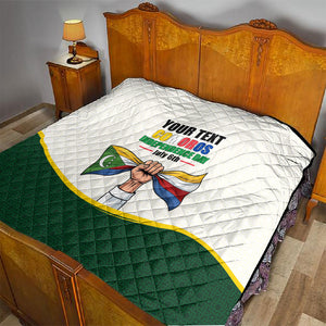 Personalized Comoros Independence Day Quilt July 6th National Pride Flag Graphic With Heritage Emblem