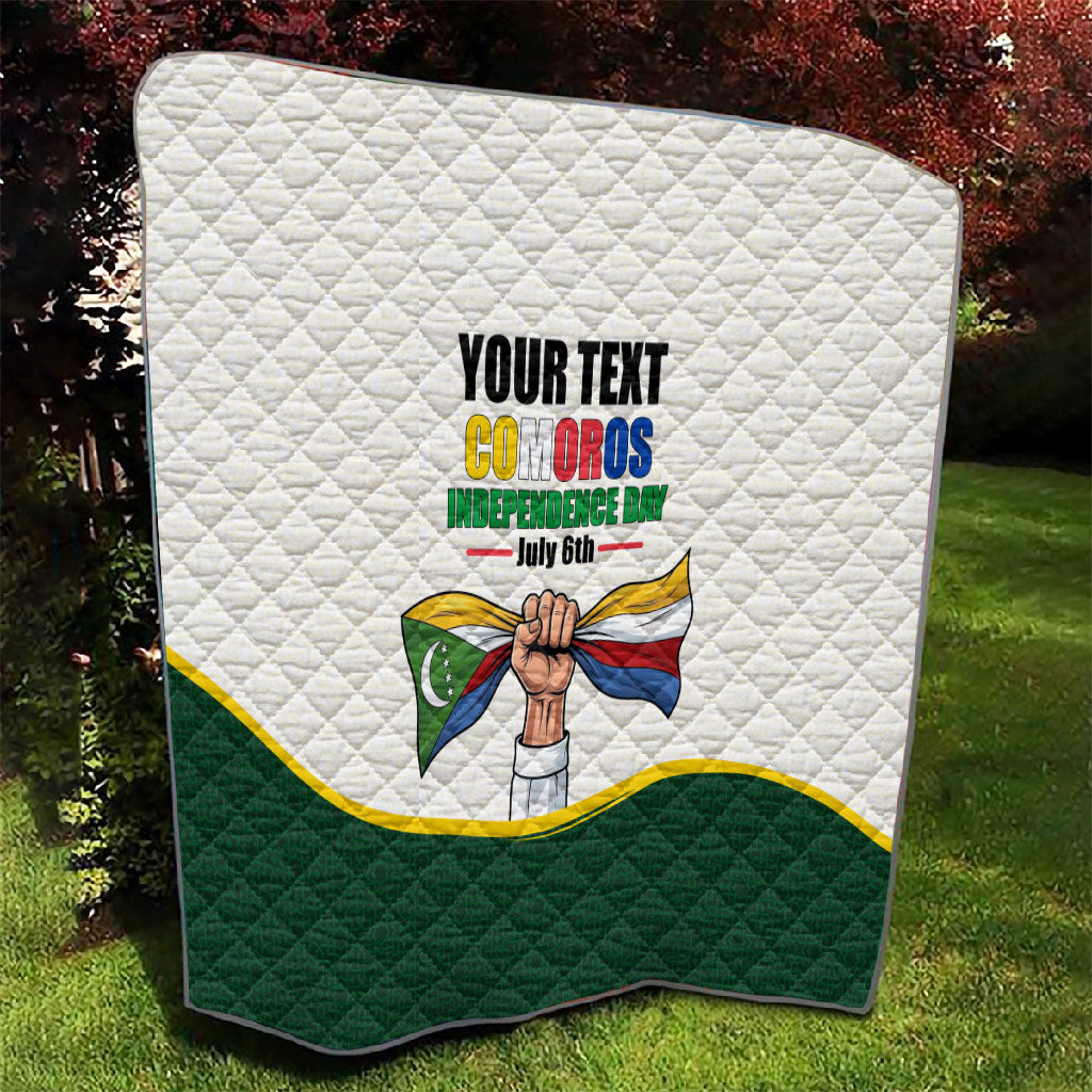 Personalized Comoros Independence Day Quilt July 6th National Pride Flag Graphic With Heritage Emblem