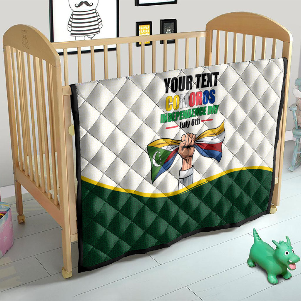 Personalized Comoros Independence Day Quilt July 6th National Pride Flag Graphic With Heritage Emblem