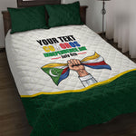 Personalized Comoros Independence Day Quilt Bed Set July 6th National Pride Flag Graphic With Heritage Emblem