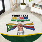 Personalized Comoros Independence Day Round Carpet July 6th National Pride Flag Graphic With Heritage Emblem