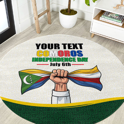 Personalized Comoros Independence Day Round Carpet July 6th National Pride Flag Graphic With Heritage Emblem
