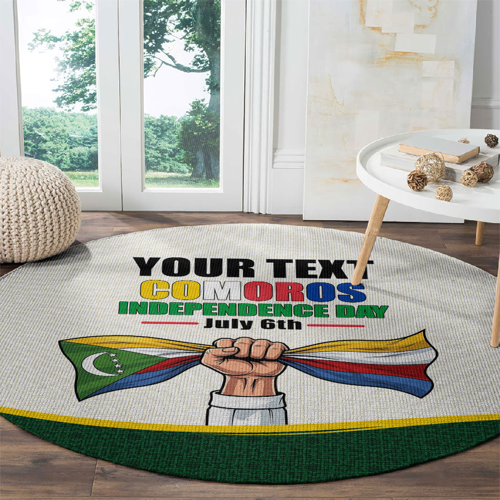 Personalized Comoros Independence Day Round Carpet July 6th National Pride Flag Graphic With Heritage Emblem