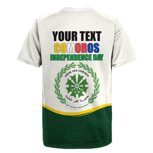 Personalized Comoros Independence Day Rugby Jersey July 6th National Pride Flag Graphic With Heritage Emblem