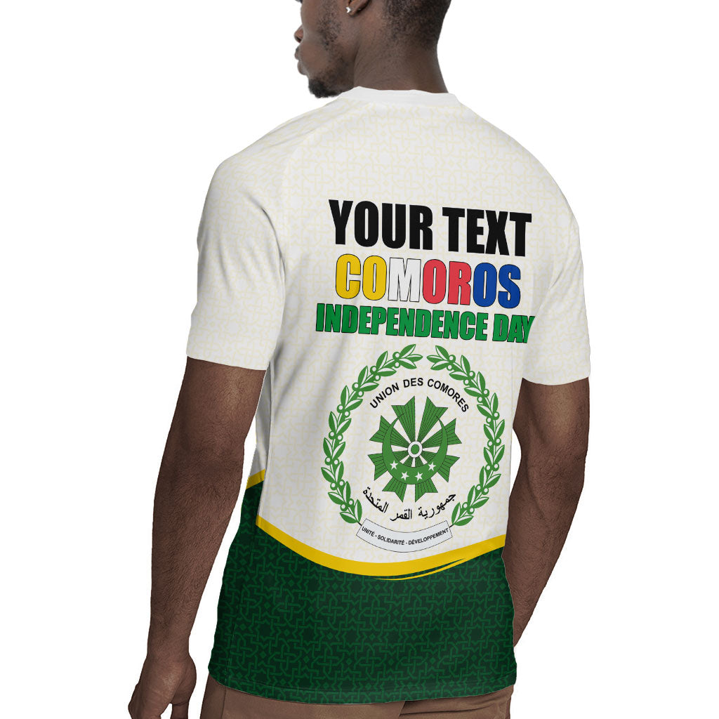 Personalized Comoros Independence Day Rugby Jersey July 6th National Pride Flag Graphic With Heritage Emblem
