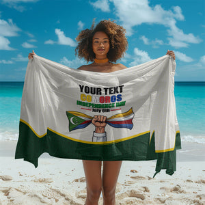 Personalized Comoros Independence Day Sarong July 6th National Pride Flag Graphic With Heritage Emblem