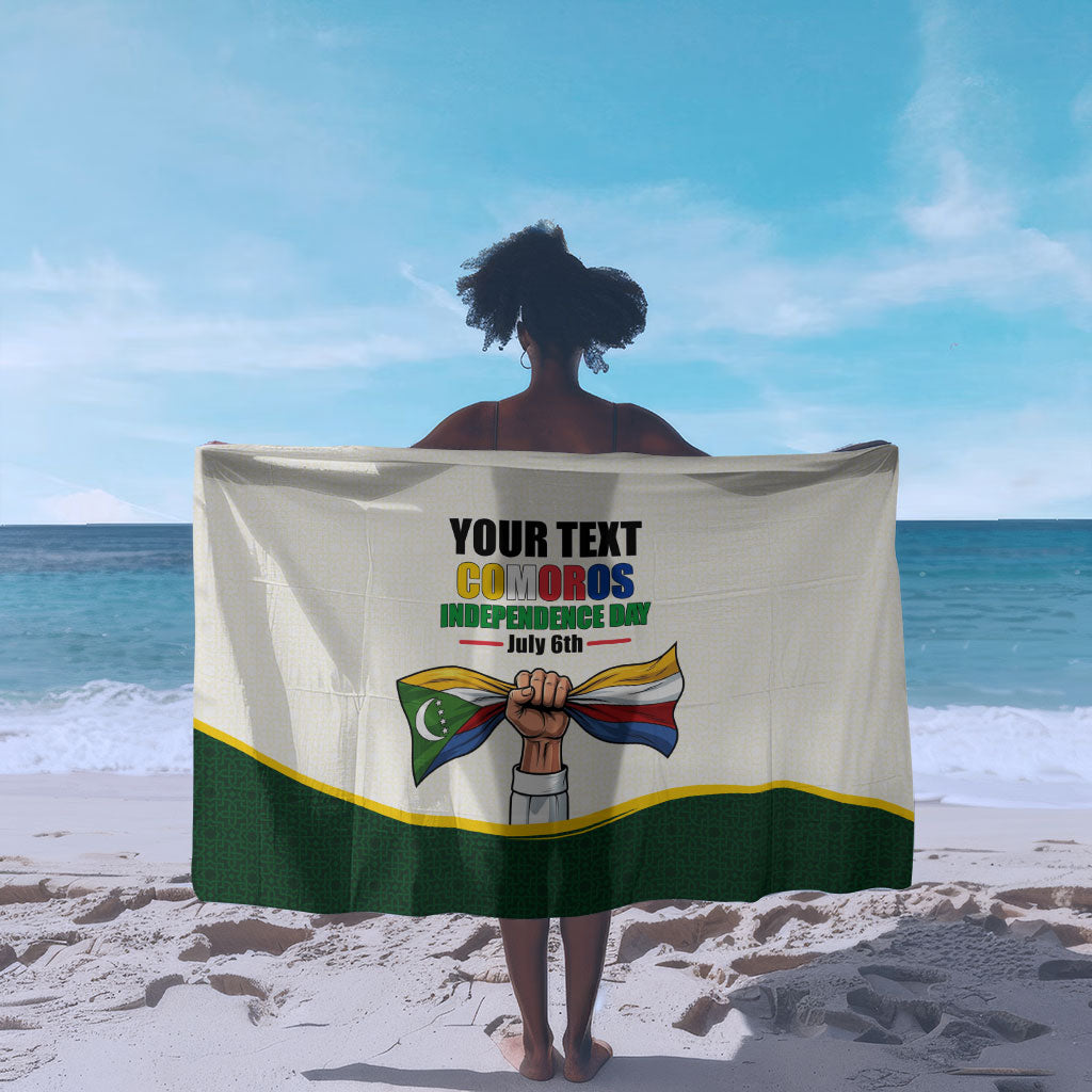 Personalized Comoros Independence Day Sarong July 6th National Pride Flag Graphic With Heritage Emblem