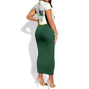 Personalized Comoros Independence Day Short Sleeve Bodycon Dress July 6th National Pride Flag Graphic With Heritage Emblem