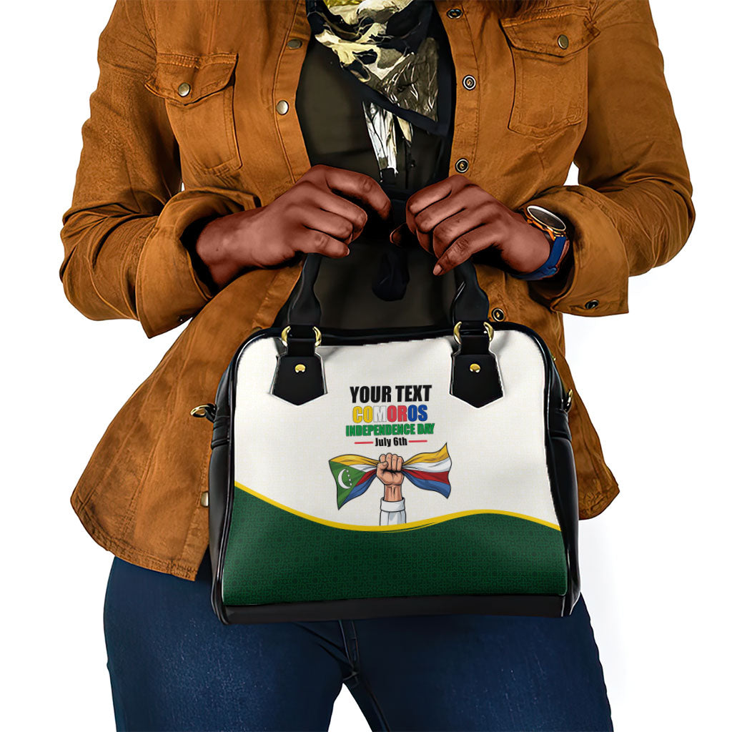 Personalized Comoros Independence Day Shoulder Handbag July 6th National Pride Flag Graphic With Heritage Emblem