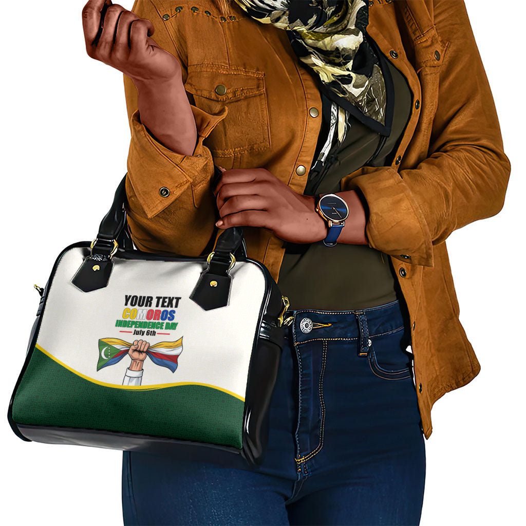 Personalized Comoros Independence Day Shoulder Handbag July 6th National Pride Flag Graphic With Heritage Emblem