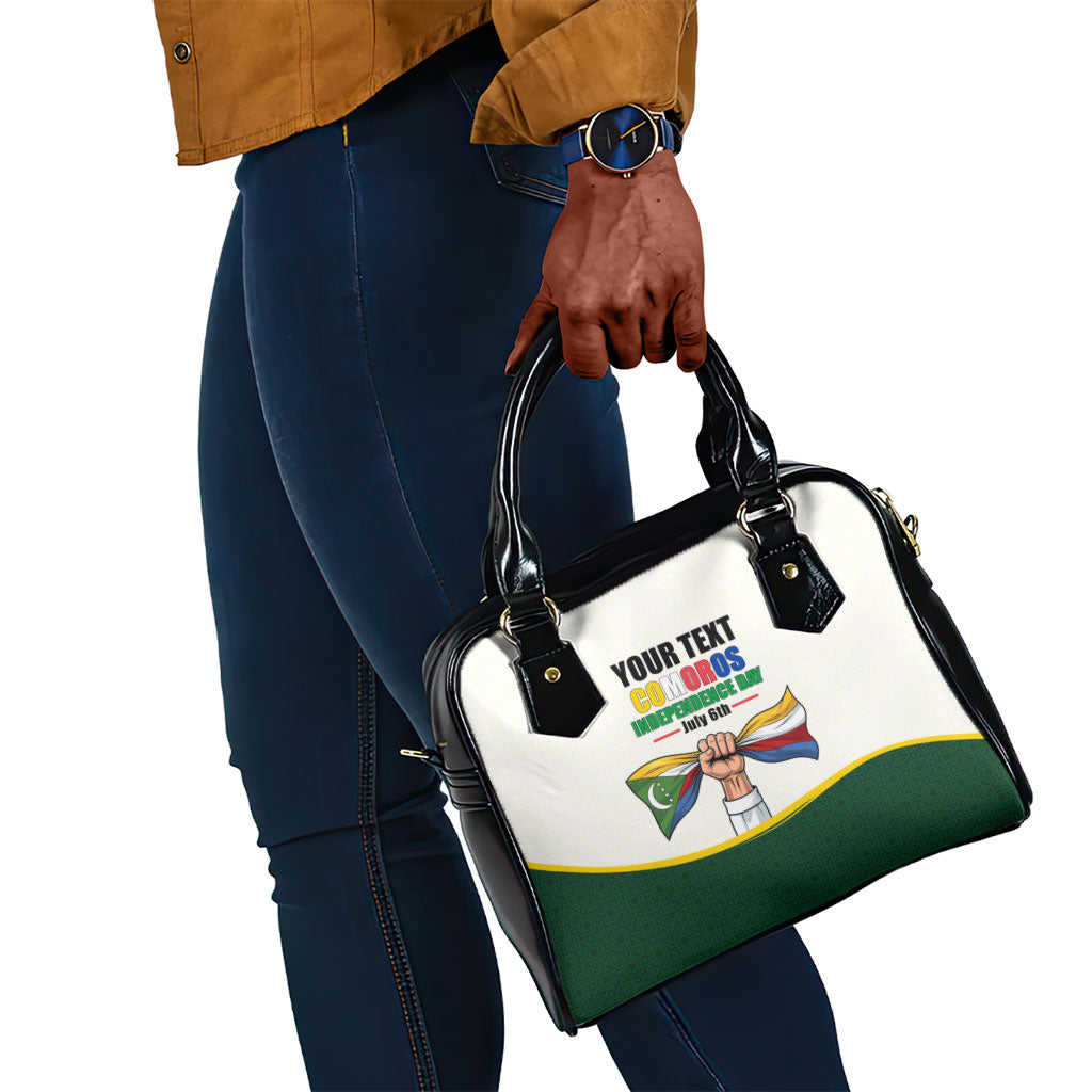 Personalized Comoros Independence Day Shoulder Handbag July 6th National Pride Flag Graphic With Heritage Emblem