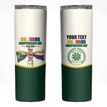 Personalized Comoros Independence Day Skinny Tumbler July 6th National Pride Flag Graphic With Heritage Emblem