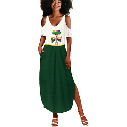Personalized Comoros Independence Day Summer Maxi Dress July 6th National Pride Flag Graphic With Heritage Emblem