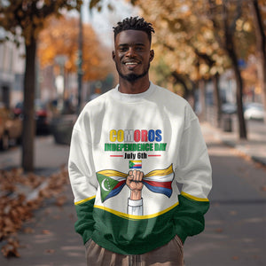 Personalized Comoros Independence Day Sweatshirt July 6th National Pride Flag Graphic With Heritage Emblem