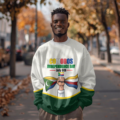 Personalized Comoros Independence Day Sweatshirt July 6th National Pride Flag Graphic With Heritage Emblem