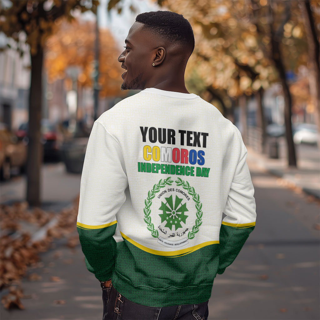 Personalized Comoros Independence Day Sweatshirt July 6th National Pride Flag Graphic With Heritage Emblem