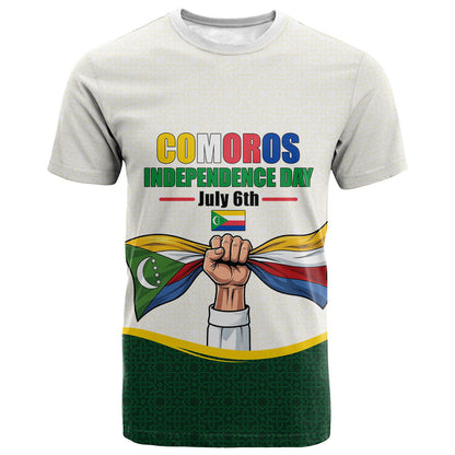 Personalized Comoros Independence Day T shirt July 6th National Pride Flag Graphic With Heritage Emblem