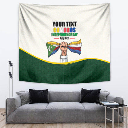 Personalized Comoros Independence Day Tapestry July 6th National Pride Flag Graphic With Heritage Emblem