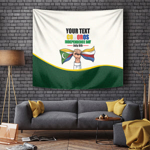 Personalized Comoros Independence Day Tapestry July 6th National Pride Flag Graphic With Heritage Emblem