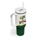 Personalized Comoros Independence Day Tumbler With Handle July 6th National Pride Flag Graphic With Heritage Emblem