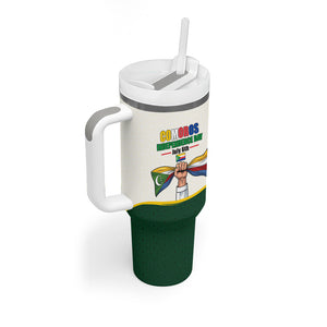 Personalized Comoros Independence Day Tumbler With Handle July 6th National Pride Flag Graphic With Heritage Emblem