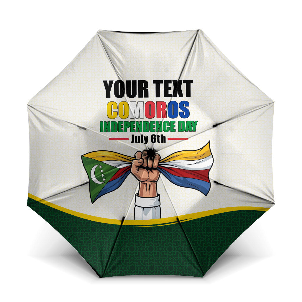Personalized Comoros Independence Day Umbrella July 6th National Pride Flag Graphic With Heritage Emblem