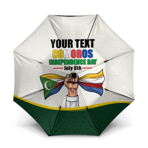 Personalized Comoros Independence Day Umbrella July 6th National Pride Flag Graphic With Heritage Emblem