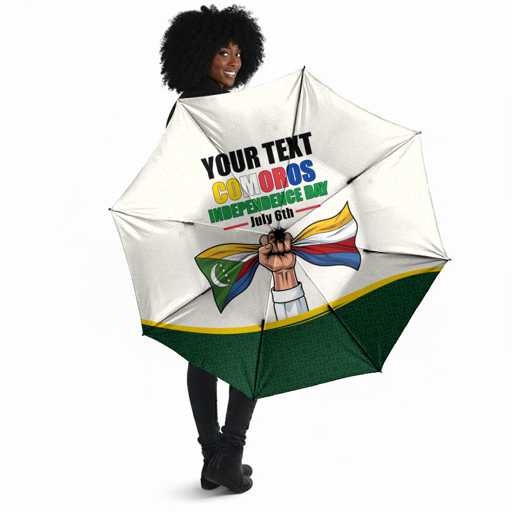 Personalized Comoros Independence Day Umbrella July 6th National Pride Flag Graphic With Heritage Emblem
